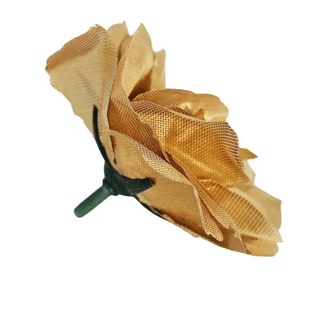 70 Gold Artificial Silk Rose Heads 3 Inch Wedding Craft Floral Decor Flowers DIY